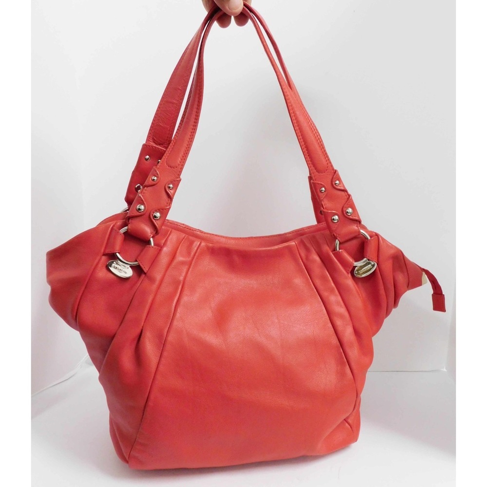 Cromia Red Leather Silver Hardware Tote Bag Italy